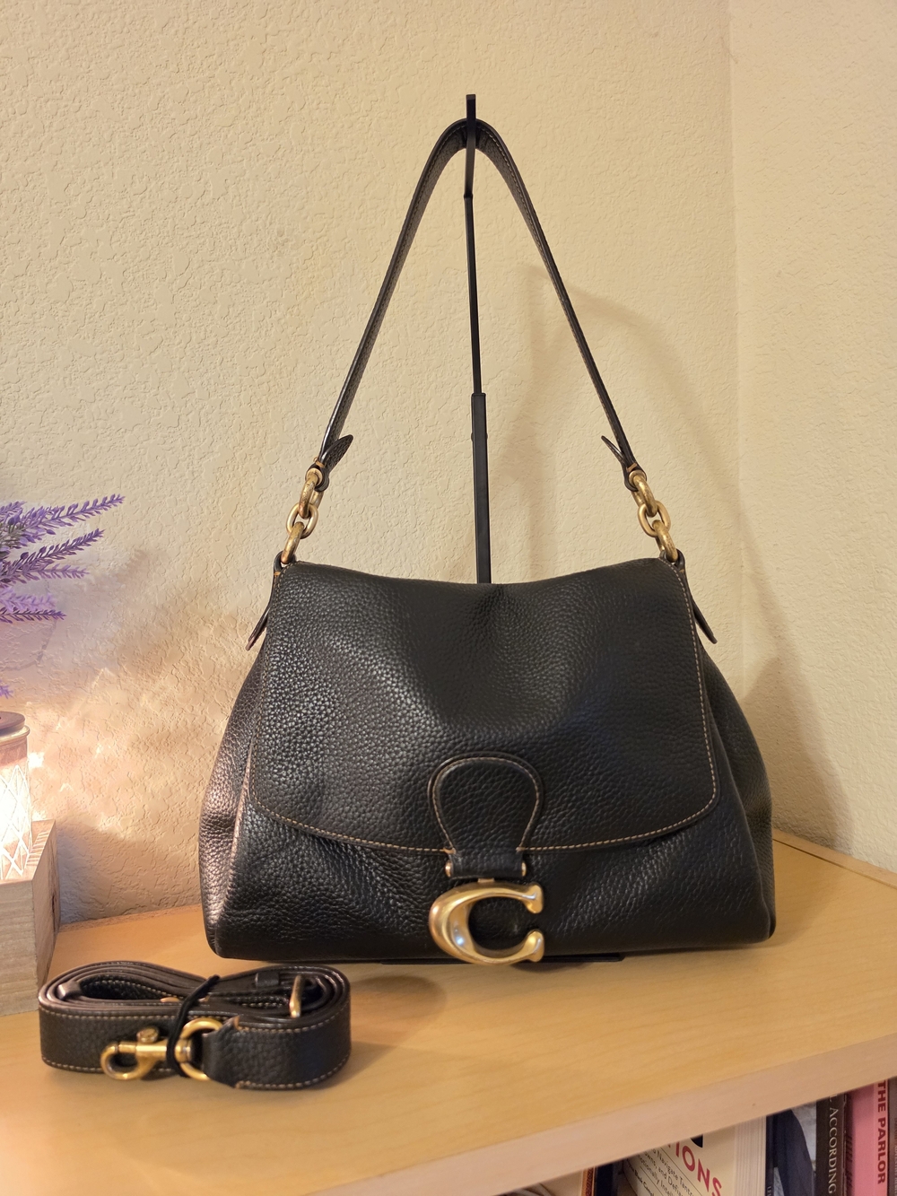 Coach May Black Pebbled Leather Shoulder Bag with Gold Hardware - Picture 2 of 12